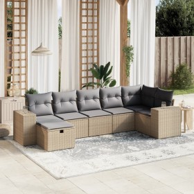 Gartensofa-Set mit beigem Kissenmix, 7-teilig aus PE-Rattan von , Gartensets - Ref: Foro24-3264455, Preis: 512,13 €, Rabatt: %