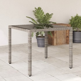 Garden table glass surface PE rattan gray 90x90x75 cm by , Garden tables - Ref: Foro24-365526, Price: 117,37 €, Discount: %