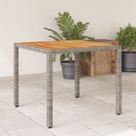 Garden table gray rattan acacia wood surface 90x90x75 cm by , Garden tables - Ref: Foro24-365530, Price: 126,99 €, Discount: %