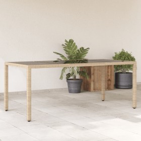 Garden table glass surface PE rattan beige 190x90x75 cm by , Garden tables - Ref: Foro24-365539, Price: 205,48 €, Discount: %