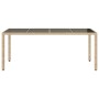 Mesa de jardín superficie de vidrio ratán PE beige 190x90x75 cm de , Mesas de jardín - Ref: Foro24-365539, Precio: 205,48 €, ...