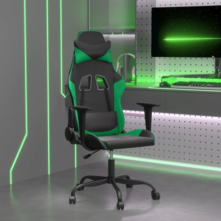 Silla gaming de masaje cuero sintético negro y verde de , Sillones para videojuegos - Ref: Foro24-345402, Precio: 121,69 €, D...