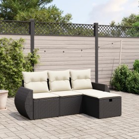 4-teilige Gartensofagarnitur mit schwarzen synthetischen Rattankissen von , Gartensets - Ref: Foro24-3264062, Preis: 285,99 €...