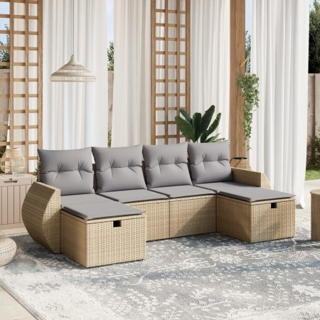 Gartensofa-Set mit beigem Kissenmix, 6-teilig, PE-Rattan von , Gartensets - Ref: Foro24-3264165, Preis: 401,74 €, Rabatt: %