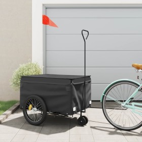 Black iron bicycle trailer 45 kg by , Bicycle trailers - Ref: Foro24-94115, Price: 104,83 €, Discount: %