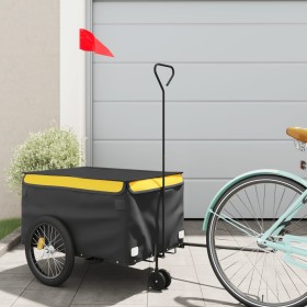 Black and yellow iron bicycle trailer 30 kg by , Bicycle trailers - Ref: Foro24-94099, Price: 83,99 €, Discount: %