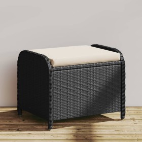 Garden stool with black synthetic rattan cushion 58x46x46 cm by , Outdoor ottomans - Ref: Foro24-365733, Price: 69,94 €, Disc...