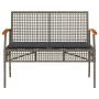 Garden bench with gray synthetic rattan and acacia wood cushion by , garden benches - Ref: Foro24-366256, Price: 102,86 €, Di...