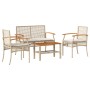 Set muebles de jardín 4 piezas y cojines ratán sintético beige de , Conjuntos de jardín - Ref: Foro24-366268, Precio: 226,94 ...