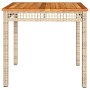 Garden table synthetic rattan beige acacia wood 80x80x75 cm by , Garden tables - Ref: Foro24-366275, Price: 127,75 €, Discoun...