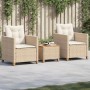 Table and chairs with cushions 3 pieces PE rattan beige acacia wood by , Garden sets - Ref: Foro24-366311, Price: 193,36 €, D...