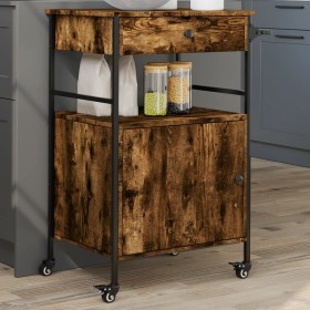 Smoked oak engineered wood kitchen cart 56x43x89.5 cm by , Kitchen and dining carts - Ref: Foro24-842393, Price: 85,99 €, Dis...