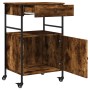 Smoked oak engineered wood kitchen cart 56x43x89.5 cm by , Kitchen and dining carts - Ref: Foro24-842393, Price: 86,04 €, Dis...