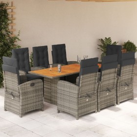 Garden dining set 9 pieces and gray synthetic rattan cushions by , Garden sets - Ref: Foro24-3212280, Price: 1,00 €, Discount: %