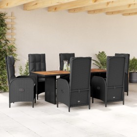 Set de comedor de jardín 7 pzas y cojines ratán sintético negro de , Conjuntos de jardín - Ref: Foro24-3213514, Precio: 1,00 ...