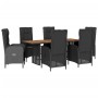 Set de comedor de jardín 7 pzas y cojines ratán sintético negro de , Conjuntos de jardín - Ref: Foro24-3213514, Precio: 1,00 ...