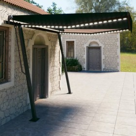 Manual retractable awning with anthracite gray LED 4x3 cm by , Awnings - Ref: Foro24-3070144, Price: 560,99 €, Discount: %