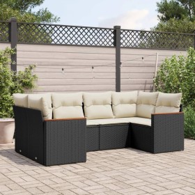 6-teiliges Gartensofa-Set und schwarze synthetische Rattankissen von , Gartensets - Ref: Foro24-3258661, Preis: 405,92 €, Rab...