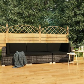 Garden sofa set with 3-piece synthetic rattan gray cushions by vidaXL, Garden sets - Ref: Foro24-47266, Price: 274,99 €, Disc...