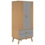 Armario OLDEN madera maciza pino gris y marrón 76,5x53x172 cm de , Armarios roperos - Ref: Foro24-358595, Precio: 287,69 €, D...