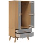 Armario OLDEN madera maciza pino gris y marrón 76,5x53x172 cm de , Armarios roperos - Ref: Foro24-358595, Precio: 287,69 €, D...