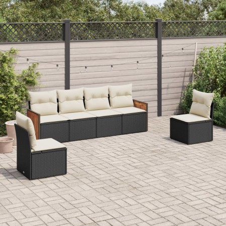 6-teiliges Gartensofa-Set und schwarze synthetische Rattankissen von , Gartensets - Ref: Foro24-3259942, Preis: 363,41 €, Rab...