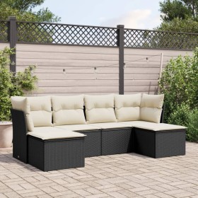 6-teiliges Gartensofa-Set und schwarze synthetische Rattankissen von , Gartensets - Ref: Foro24-3249845, Preis: 377,40 €, Rab...