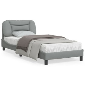 Estructura de cama con cabecero de tela gris claro 90x200 cm de , Camas y somieres - Ref: Foro24-3207744, Precio: 149,35 €, D...