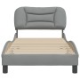 Light gray fabric bed frame with headboard 90x200 cm by , Beds and slatted bases - Ref: Foro24-3207744, Price: 150,05 €, Disc...