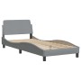 Light gray fabric bed frame with headboard 90x200 cm by , Beds and slatted bases - Ref: Foro24-3207744, Price: 150,05 €, Disc...