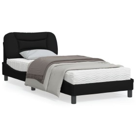 Estructura de cama con cabecero de tela negro 90x200 cm de , Camas y somieres - Ref: Foro24-3207746, Precio: 149,99 €, Descue...