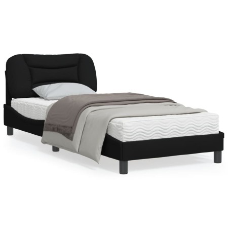 Estructura de cama con cabecero de tela negro 90x200 cm de , Camas y somieres - Ref: Foro24-3207746, Precio: 150,40 €, Descue...