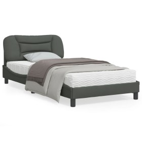 Bed frame with headboard in dark gray fabric 100x200 cm by , Beds and slatted bases - Ref: Foro24-3207752, Price: 154,59 €, D...