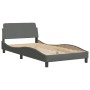 Estructura de cama con cabecero de tela gris oscuro 100x200 cm de , Camas y somieres - Ref: Foro24-3207752, Precio: 157,54 €,...