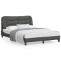 Bed frame with headboard in dark gray fabric 140x200 cm by , Beds and slatted bases - Ref: Foro24-3207773, Price: 205,12 €, D...