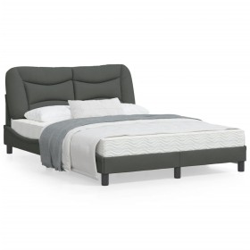 Estructura de cama con cabecero de tela gris oscuro 140x200 cm de , Camas y somieres - Ref: Foro24-3207773, Precio: 201,74 €,...