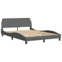 Estructura de cama con cabecero de tela gris oscuro 120x200 cm de , Camas y somieres - Ref: Foro24-3207759, Precio: 190,41 €,...