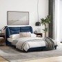 Estructura de cama con cabecero de tela azul 140x190 cm de , Camas y somieres - Ref: Foro24-3207771, Precio: 243,69 €, Descue...