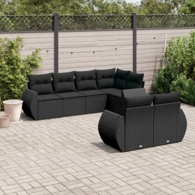 7-teiliges Garten-Essset und schwarze Kissen aus synthetischem Rattan von , Gartensets - Ref: Foro24-3253942, Preis: 530,05 €...