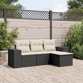 4-teilige Gartensofagarnitur mit schwarzen synthetischen Rattankissen von , Gartensets - Ref: Foro24-3254803, Preis: 288,56 €...