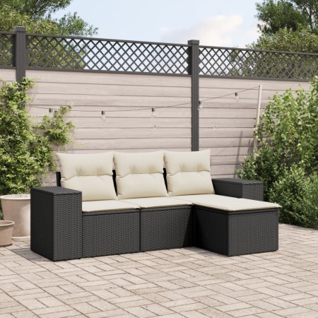 4-teilige Gartensofagarnitur mit schwarzen synthetischen Rattankissen von , Gartensets - Ref: Foro24-3254803, Preis: 283,49 €...