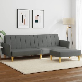 Sofá cama de 2 plazas con taburete tela gris oscuro de , Sofás - Ref: Foro24-3216247, Precio: 288,37 €, Descuento: %