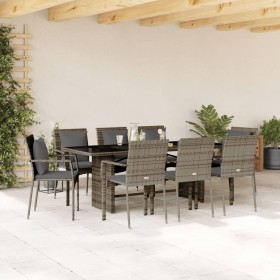 Garden dining set 9 pieces and gray synthetic rattan cushions by , Garden sets - Ref: Foro24-3213493, Price: 678,16 €, Discou...