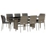 Garden dining set 9 pieces and gray synthetic rattan cushions by , Garden sets - Ref: Foro24-3213493, Price: 678,16 €, Discou...