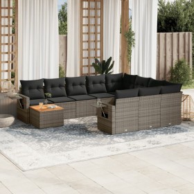 11-teilige Gartensofagarnitur und graue synthetische Rattankissen von , Modulare Sofas für den Außenbereich - Ref: Foro24-322...