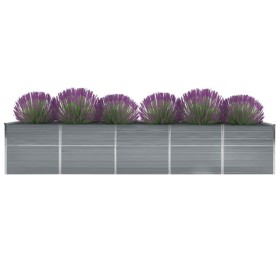 Arriate de jardín de acero galvanizado gris 400x80x77 cm de vidaXL, Maceteros y jardineras - Ref: Foro24-47060, Precio: 132,8...