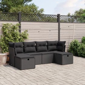 6-teiliges Gartensofa-Set und schwarze synthetische Rattankissen von , Gartensets - Ref: Foro24-3263231, Preis: 322,83 €, Rab...