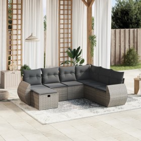 7-piece garden sofa set with gray PE rattan cushions by , Garden sets - Ref: Foro24-3264146, Price: 498,57 €, Discount: %