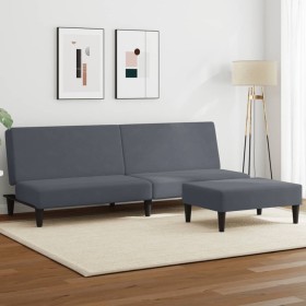 Sofá cama de 2 plazas con taburete terciopelo gris oscuro de , Sofás - Ref: Foro24-3216232, Precio: 244,99 €, Descuento: %