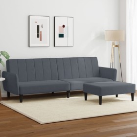 Sofá cama de 2 plazas con taburete terciopelo gris oscuro de , Sofás - Ref: Foro24-3216251, Precio: 299,99 €, Descuento: %